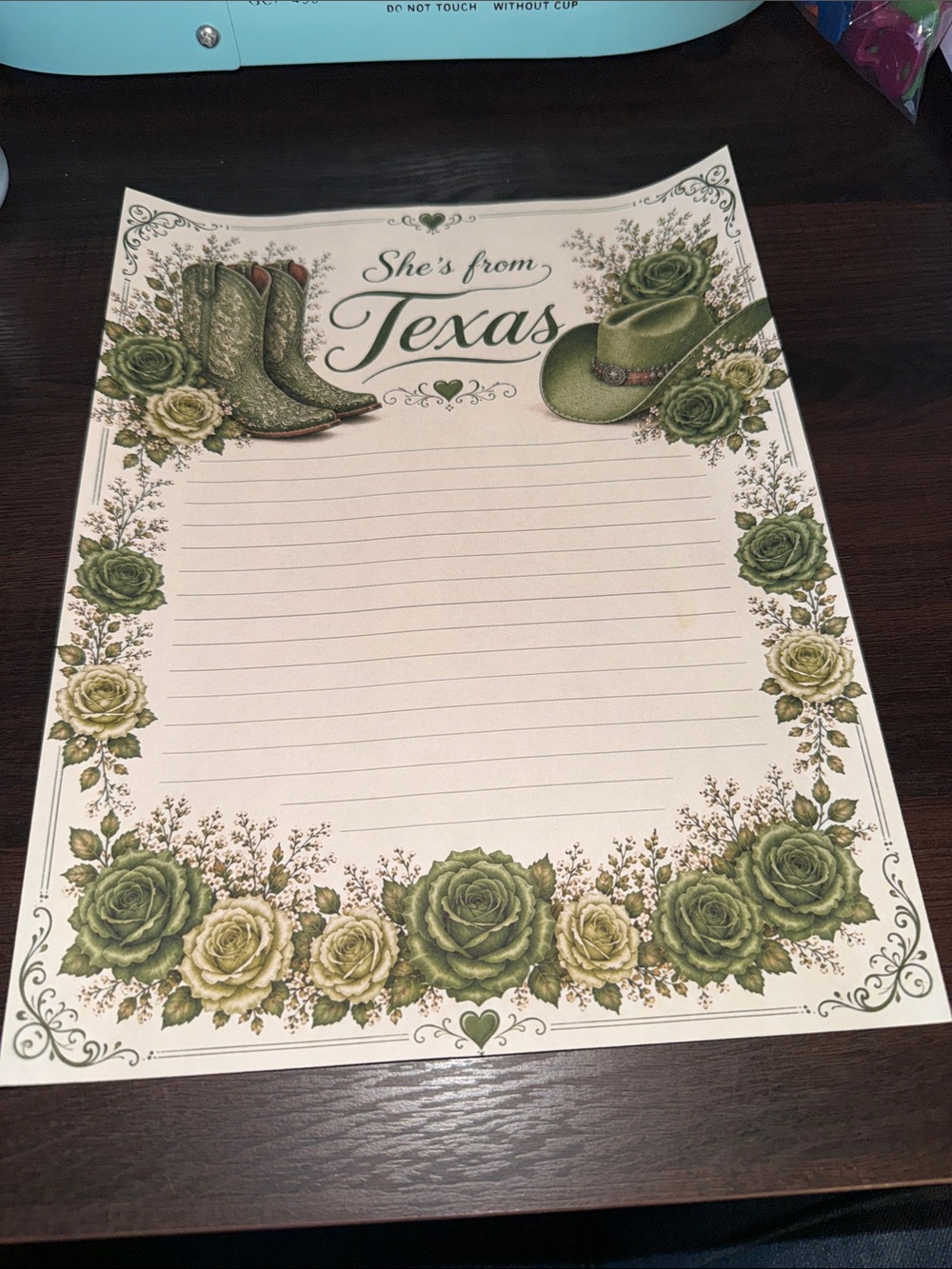 She's From Texas Green Floral Lined Journal Pad